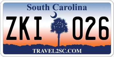 SC license plate ZKI026