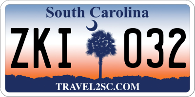 SC license plate ZKI032