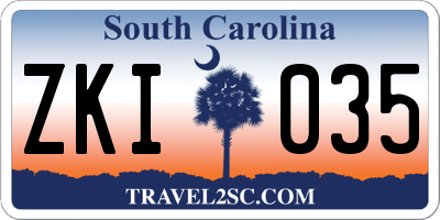 SC license plate ZKI035