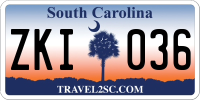 SC license plate ZKI036