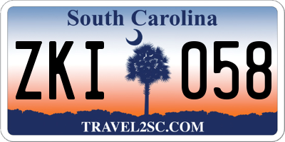 SC license plate ZKI058