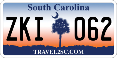 SC license plate ZKI062
