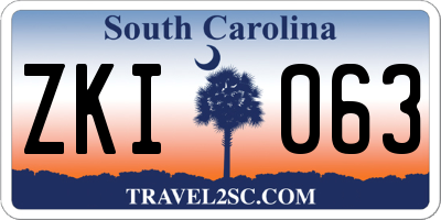 SC license plate ZKI063