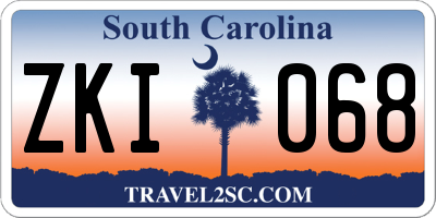 SC license plate ZKI068
