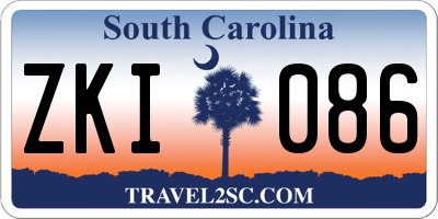 SC license plate ZKI086
