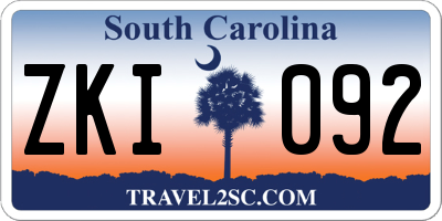 SC license plate ZKI092