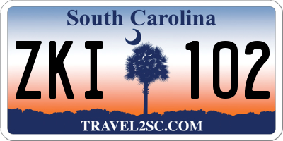 SC license plate ZKI102