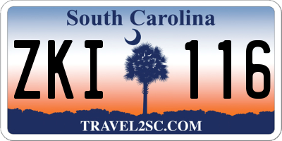 SC license plate ZKI116