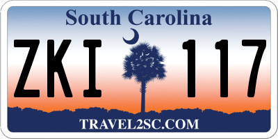 SC license plate ZKI117