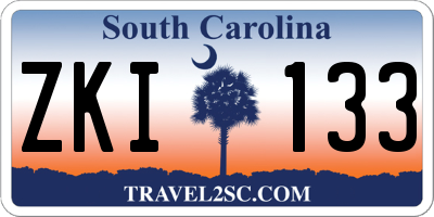 SC license plate ZKI133