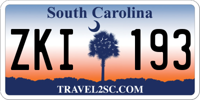 SC license plate ZKI193