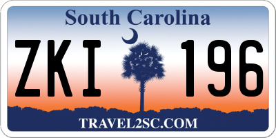 SC license plate ZKI196