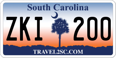 SC license plate ZKI200