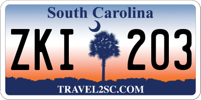 SC license plate ZKI203
