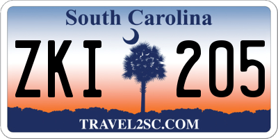 SC license plate ZKI205