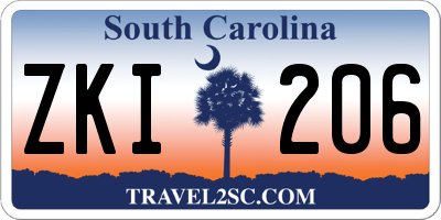 SC license plate ZKI206