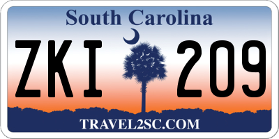 SC license plate ZKI209