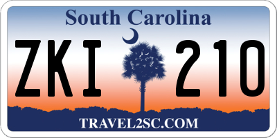 SC license plate ZKI210