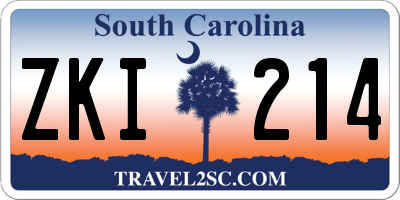 SC license plate ZKI214