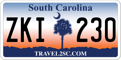 SC license plate ZKI230