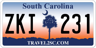 SC license plate ZKI231