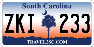 SC license plate ZKI233