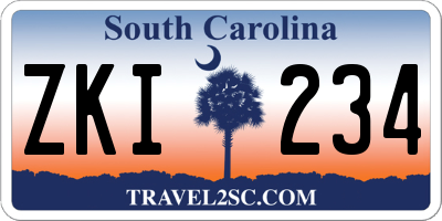 SC license plate ZKI234