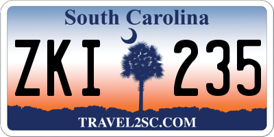 SC license plate ZKI235