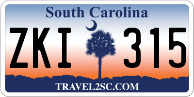 SC license plate ZKI315