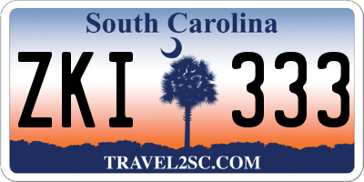 SC license plate ZKI333