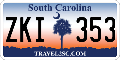SC license plate ZKI353