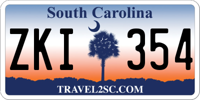 SC license plate ZKI354