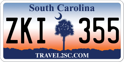 SC license plate ZKI355
