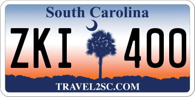 SC license plate ZKI400