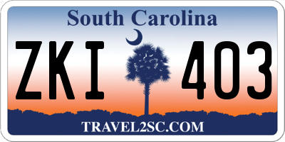SC license plate ZKI403