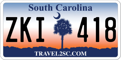 SC license plate ZKI418