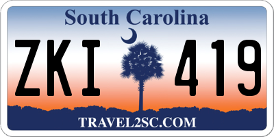 SC license plate ZKI419
