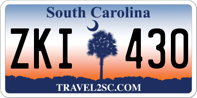 SC license plate ZKI430