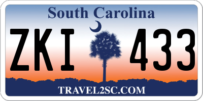 SC license plate ZKI433