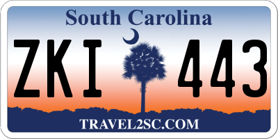 SC license plate ZKI443