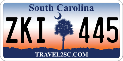SC license plate ZKI445