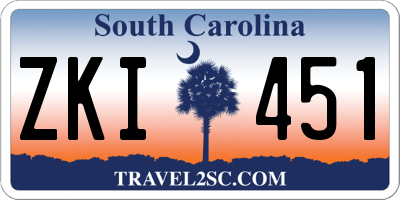 SC license plate ZKI451