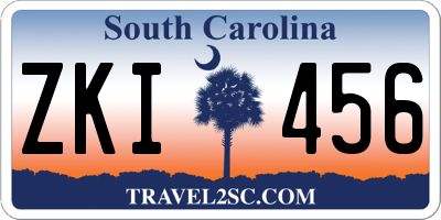 SC license plate ZKI456