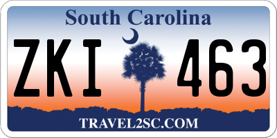 SC license plate ZKI463