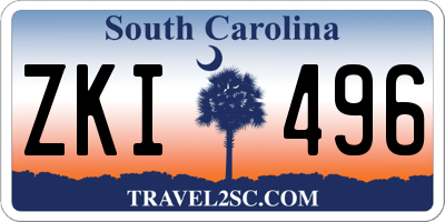 SC license plate ZKI496
