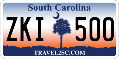 SC license plate ZKI500