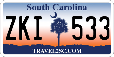 SC license plate ZKI533