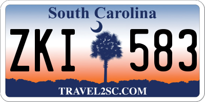 SC license plate ZKI583