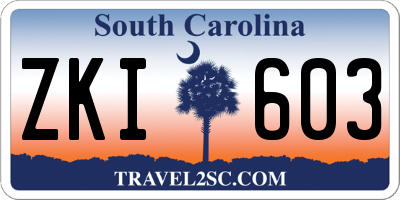 SC license plate ZKI603