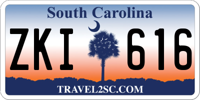 SC license plate ZKI616